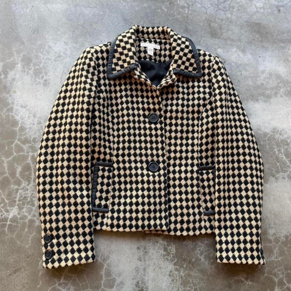 Vintage 90's JM COLLECTION DIAMOND PATTERN wool suit jacket size 4